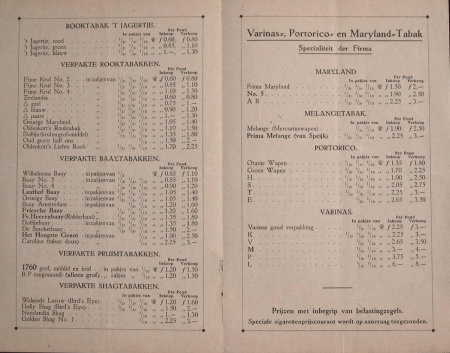 1922 prijscourant Oldenkott binnenzijde 1922 prijscourant Oldenkott binnenzijde