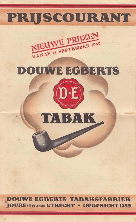 Prijslijs D.E 1940-01 prijscourant 68 F Prijslijs D.E 1940-01 prijscourant 68 F