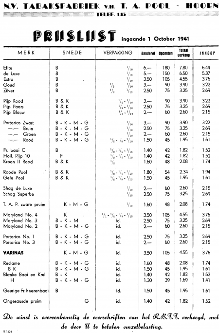1941 prijslijst Pool .png 1941 prijslijst Pool .png