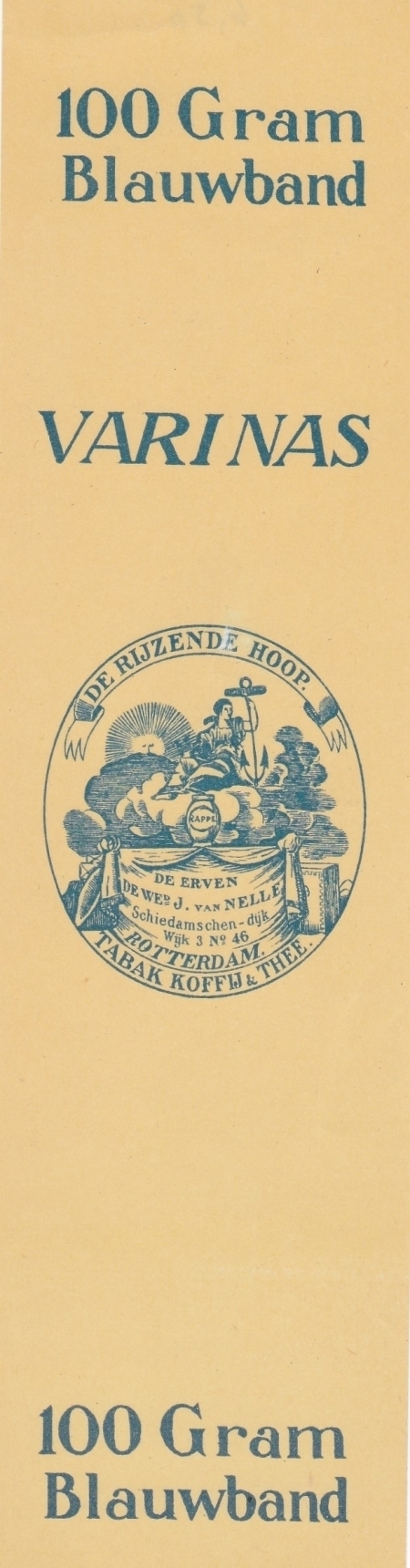 Nelle. van N.V. de Erven de Wed. J. Rotterdam Varinas Blauwband 100 gr M Nelle. van N.V. de Erven de Wed. J. Rotterdam Varinas Blauwband 100 gr M