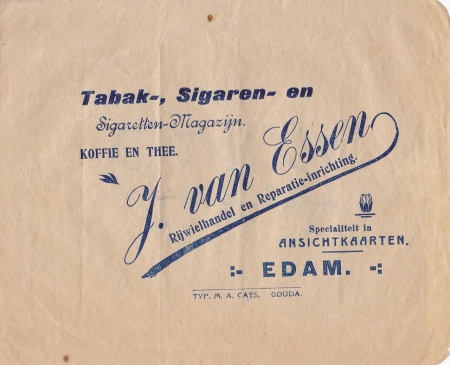 Essen J. van Tabak-Sigaren en Sigaretten magazijn - Edam v  M