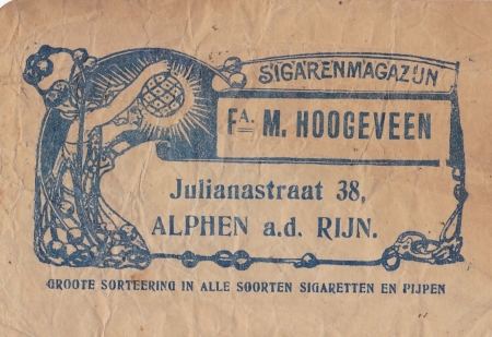 Hoogeveen M. firma Sigarenmagazijn - Alphen a.d. Rijn  SIGARENZAKJE  M.