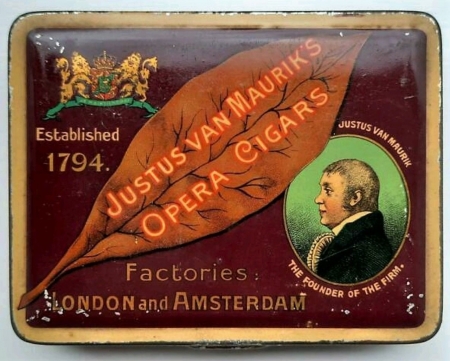 Maurik Justus van Sigarenfabriek - Amsterdam OPERA sigaren blik  M