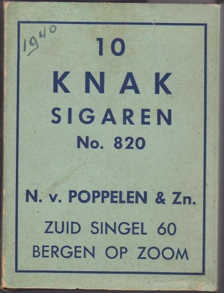 Poppelen N. v. en Zn - Bergen op Zoom KNAK 10 sigaren prijs 45 ct banderol 820 Poppelen N. v. en Zn - Bergen op Zoom KNAK 10 sigaren prijs 45 ct banderol 820