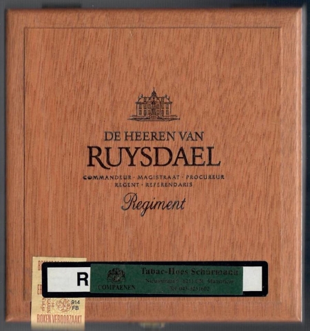 Swedish Match - Valkenswaard - De Heeren van Ruysdael - Regiment - kist voor 10 sigaren € 16,50  L
