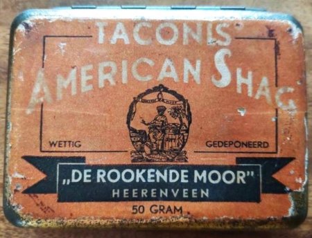 AMERICAN SHAG blik 50 gram prijs 10 cent M AMERICAN SHAG blik 50 gram prijs 10 cent M